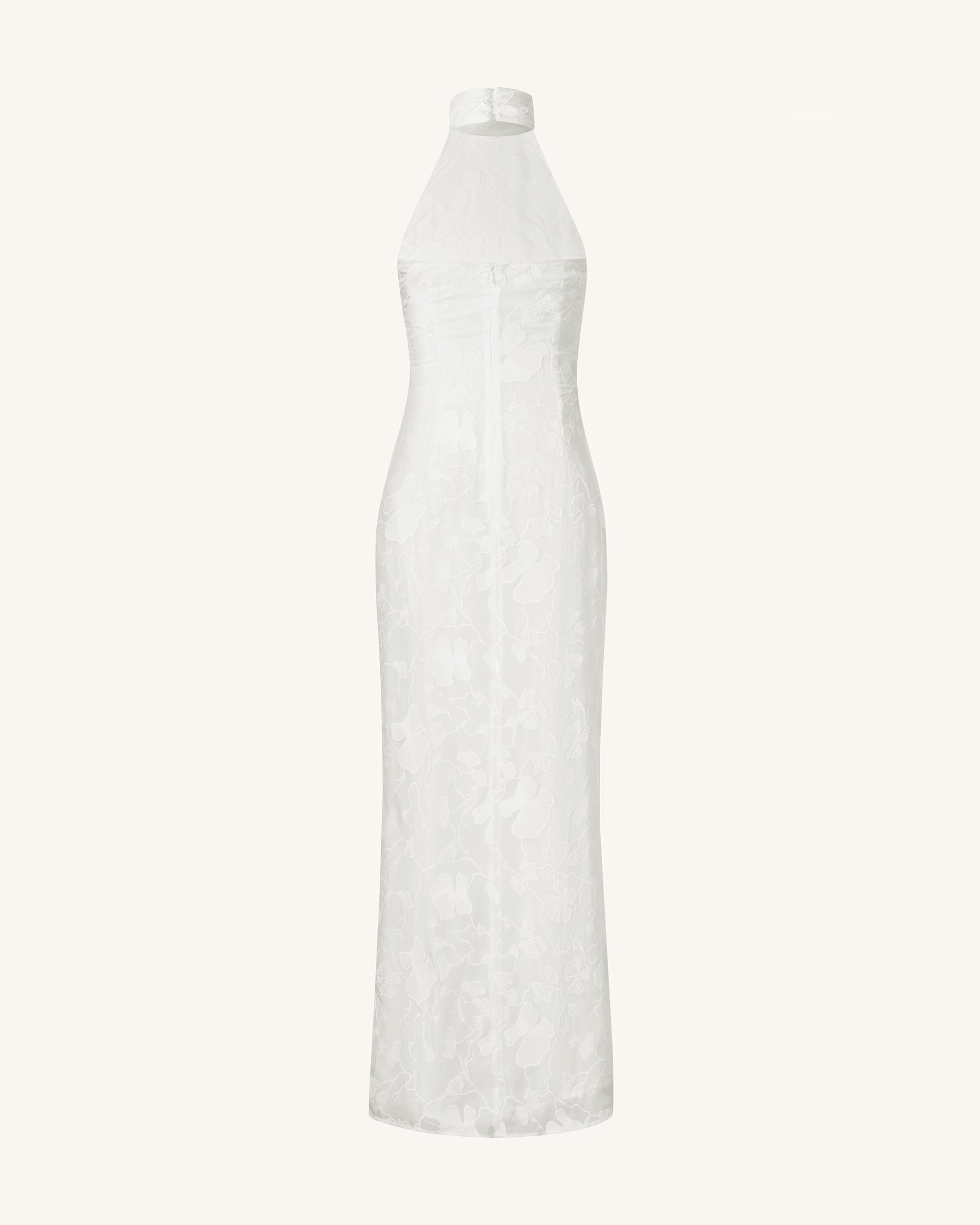 4610025 White Scallop Halterneck Dress