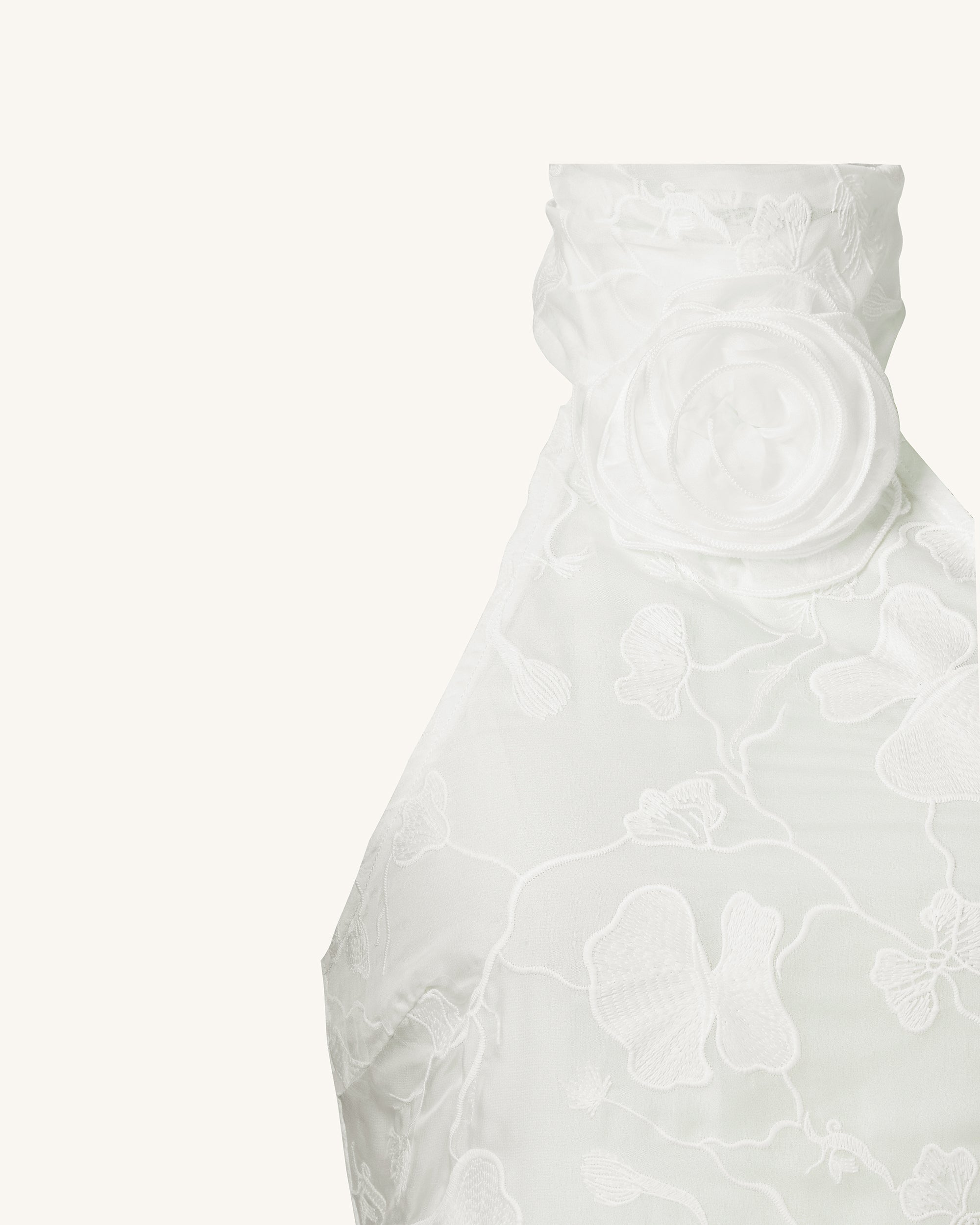 Uliana White Floral Lace Halterneck Maxi Dress - White | JW PEI Uliana White Floral Lace Halterneck Maxi Dress - White | JW PEI