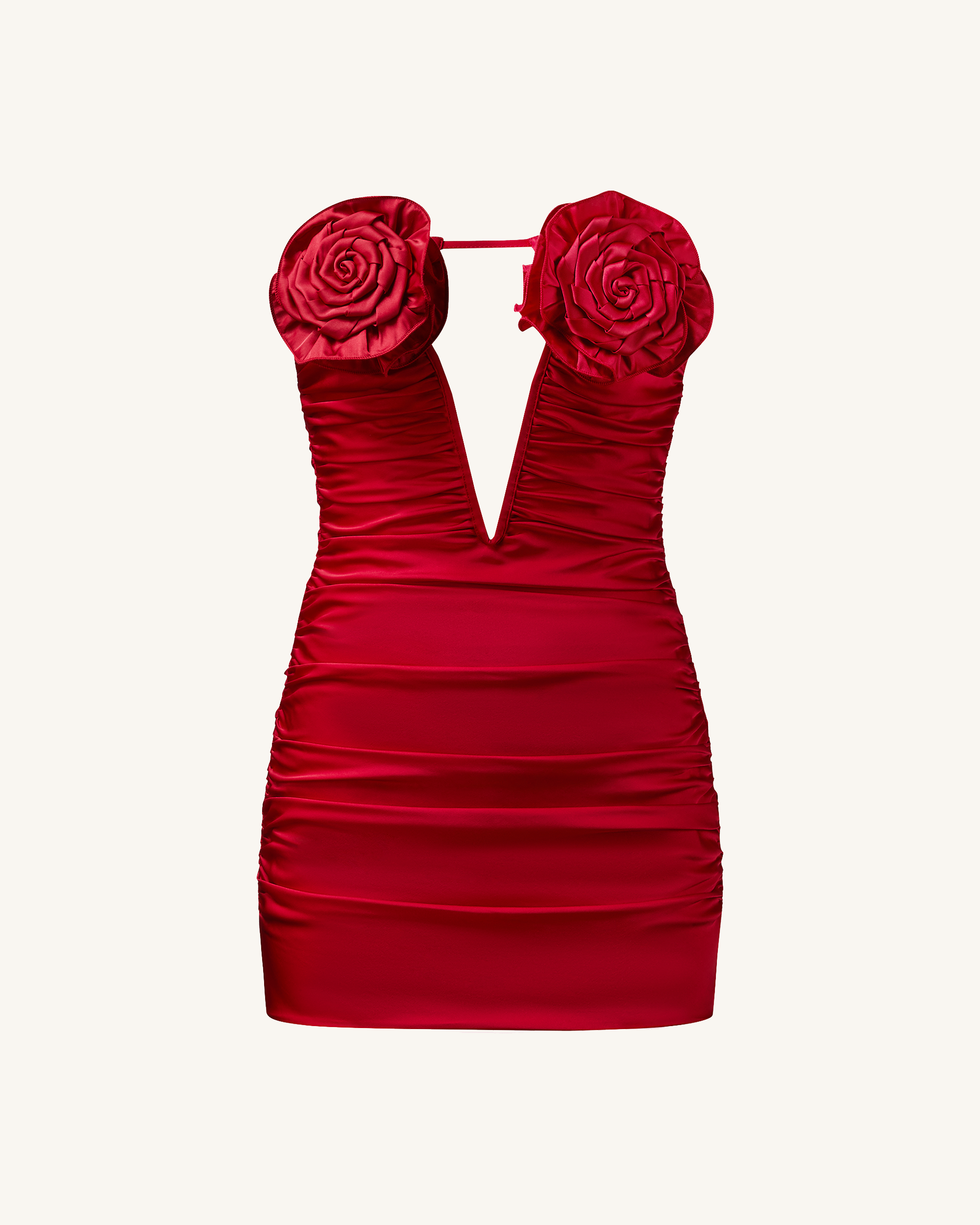 Bailee Red Floral Applique and Ruched Tube Mini Dress - Red 4 | US Bailee Red Floral Applique and Ruched Tube Mini Dress - Red 4 | US