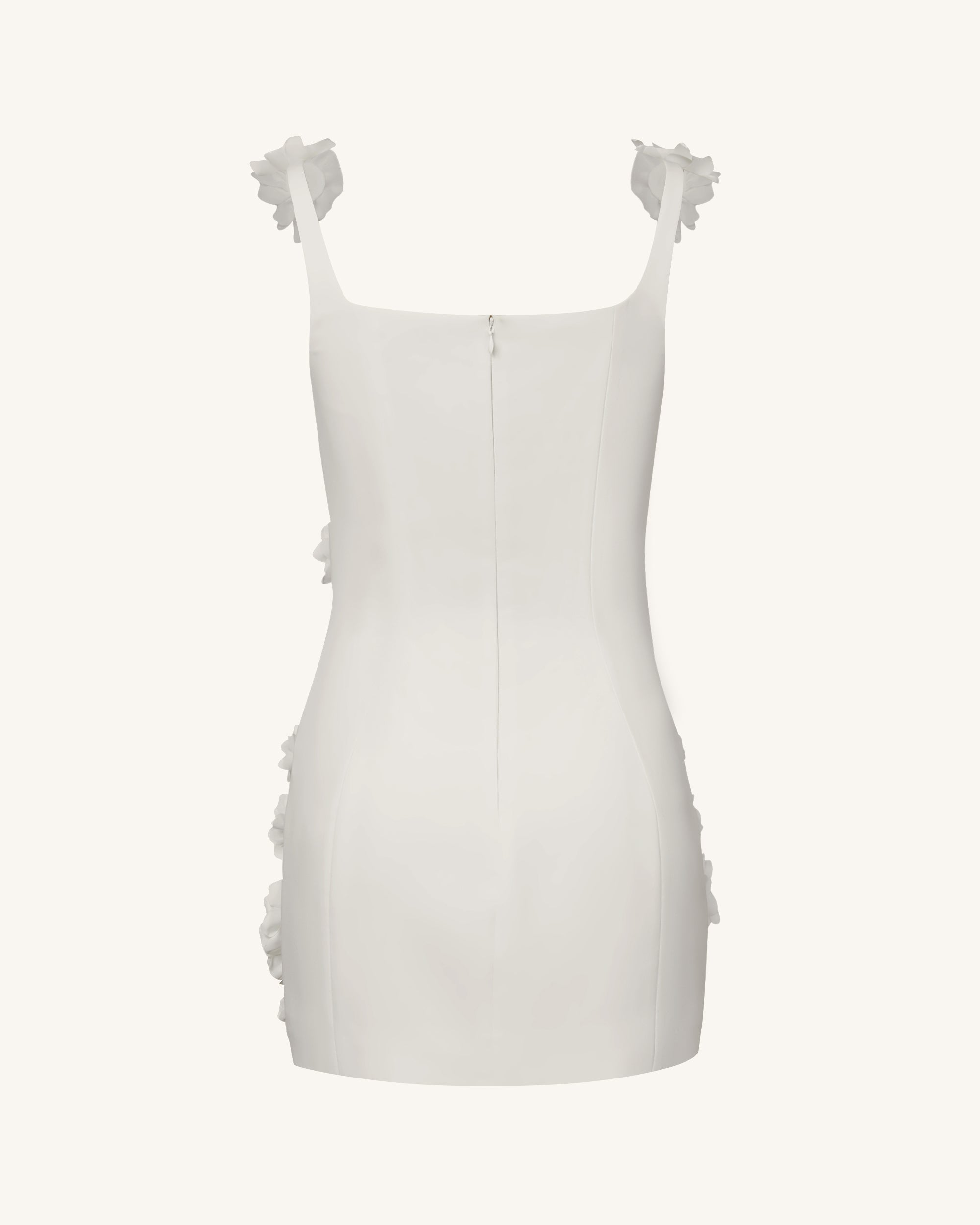 Elaina White Rosette Applique Mini Dress - White 4 | US Elaina White Rosette Applique Mini Dress - White 4 | US