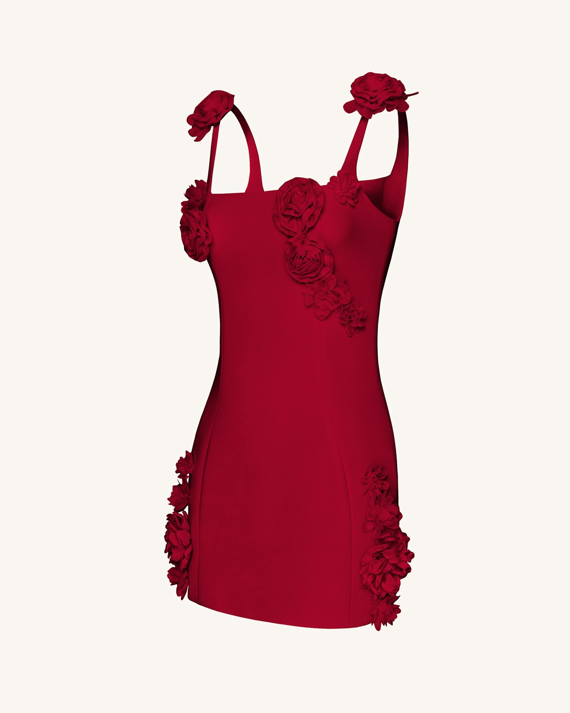 red rosette mini dress Tayah Red Rosette Set