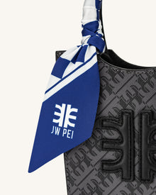 Gradient Checkerboard Faux Silk Twill Scarf - Classic Blue