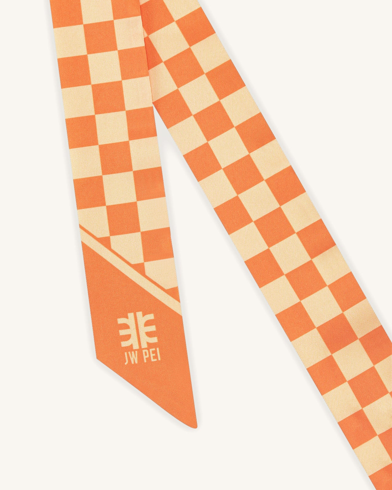 Gradient Checkerboard Faux Silk Twill Scarf - Orange