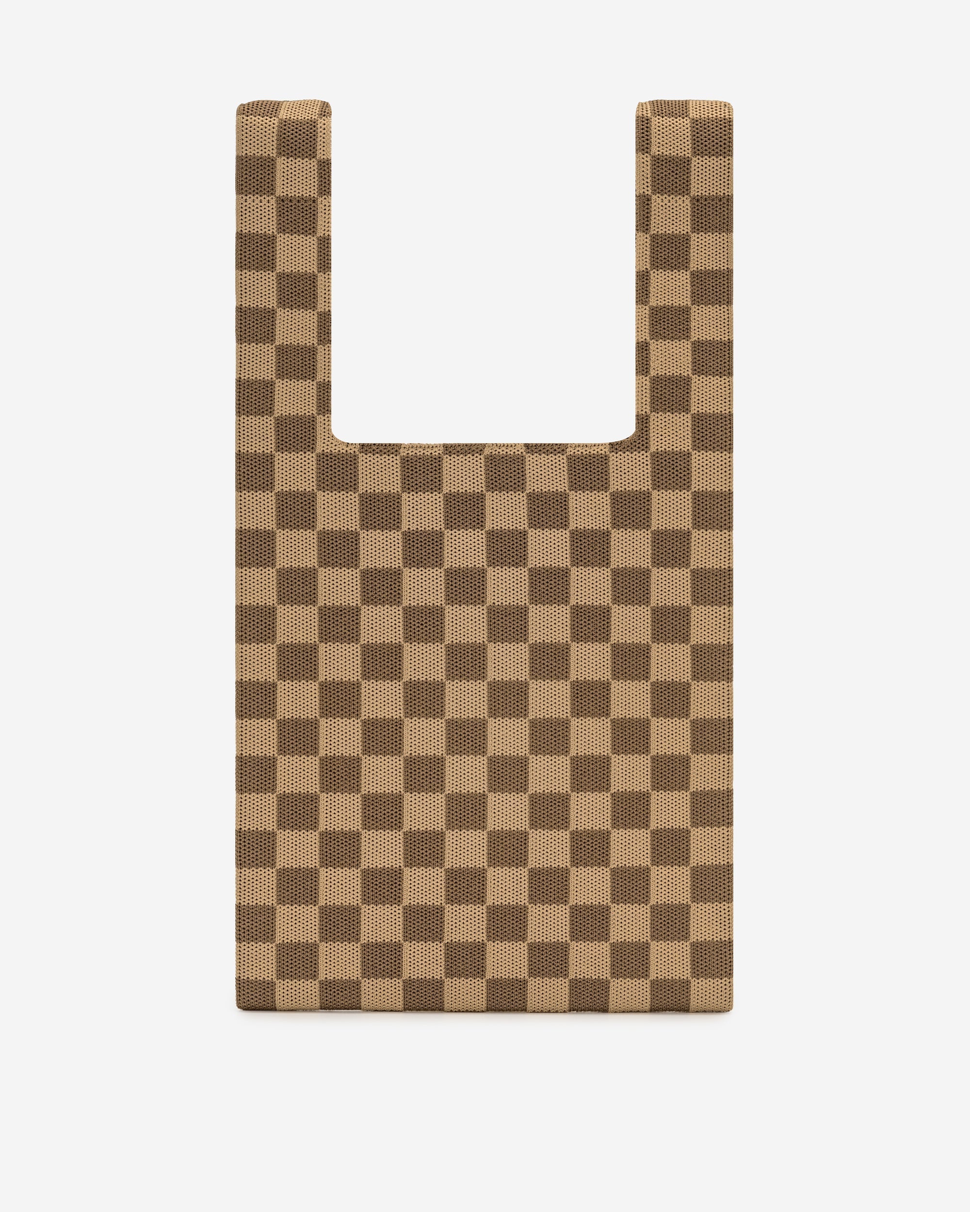Shea Checkerboard Knitted Tote Bag - Brown