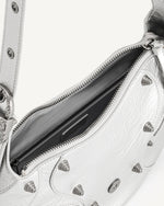 Tessa Metallic Pleating Shoulder Bag - Silver