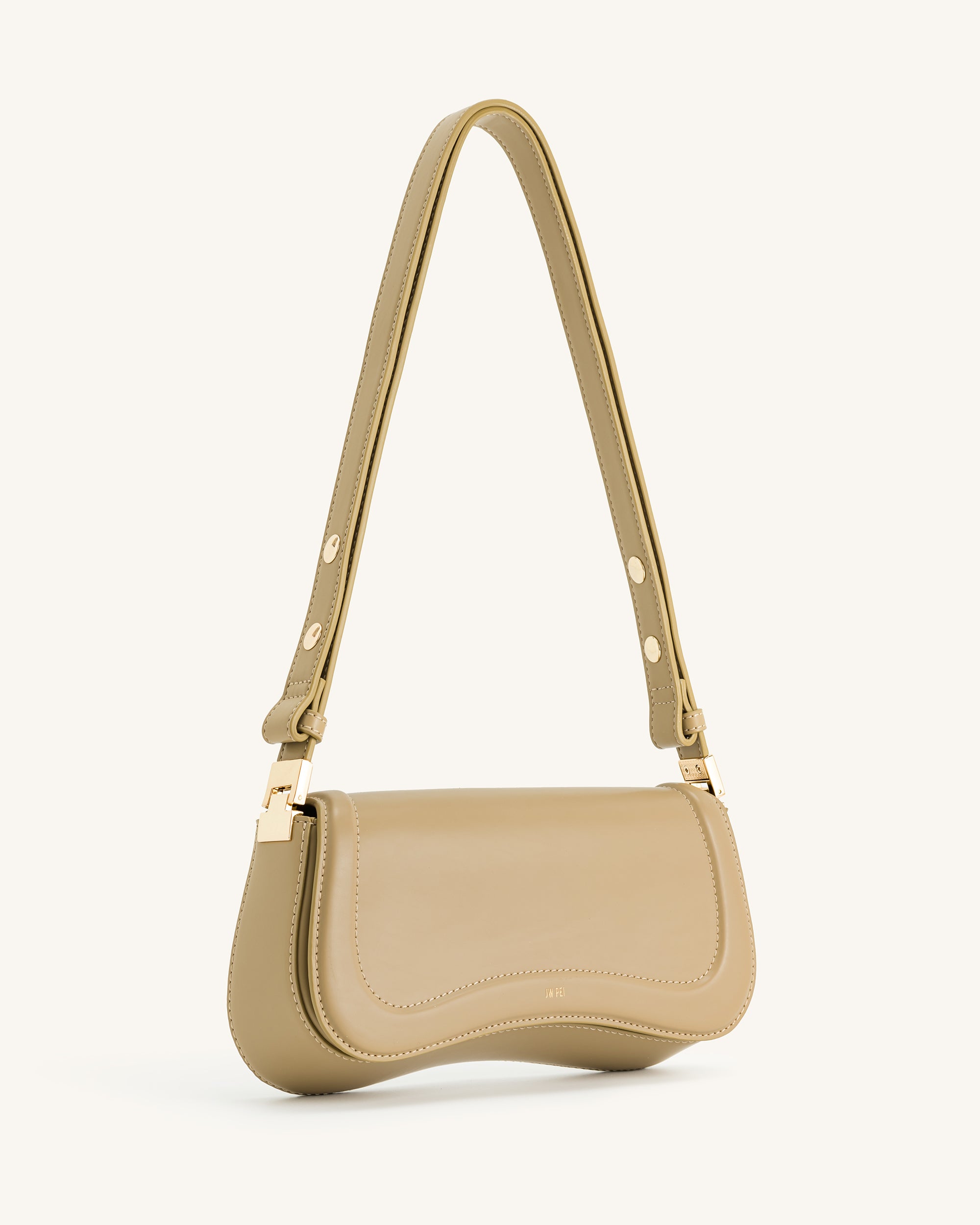 Crossbody Mini Bag Taupe Beige Faux Leather Shoulder Bag 