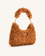 Ruby Faux Fur Fabric Shoulder Bag - Yellow Brown