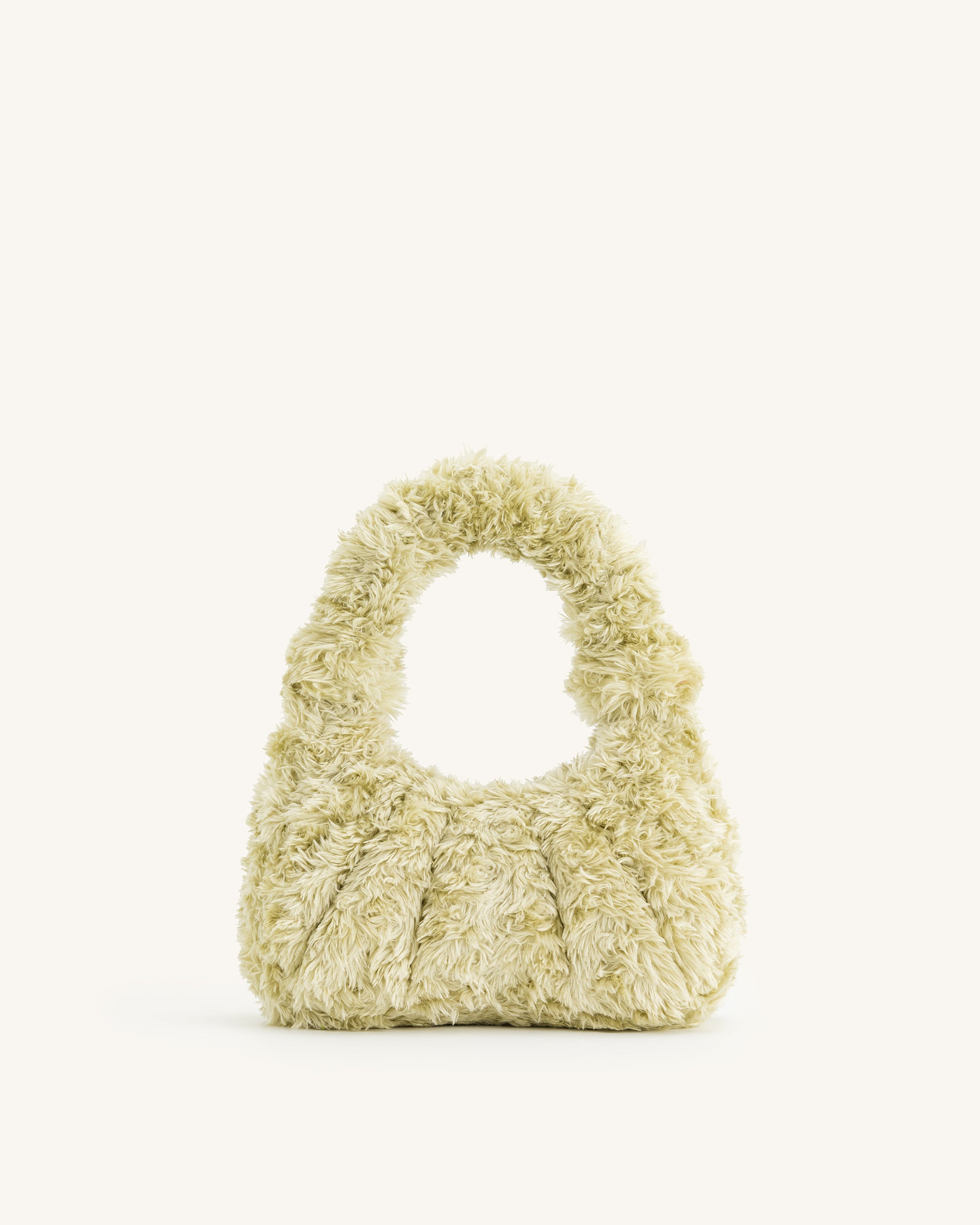 Gabbi Faux Fur Medium Ruched Hobo Handbag - Light Green - JW PEI