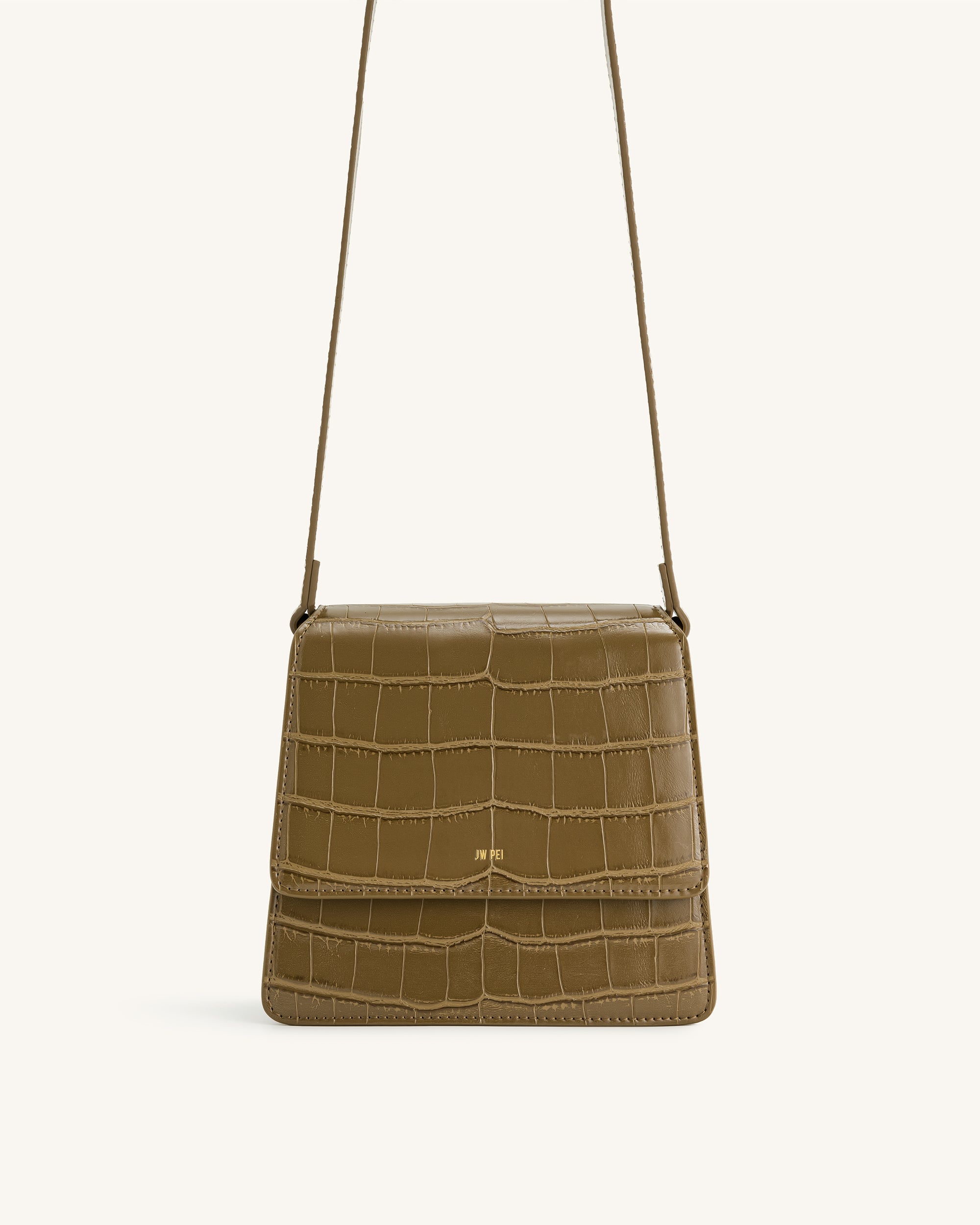 JW PEI Mini Flap Bag Brown Croc