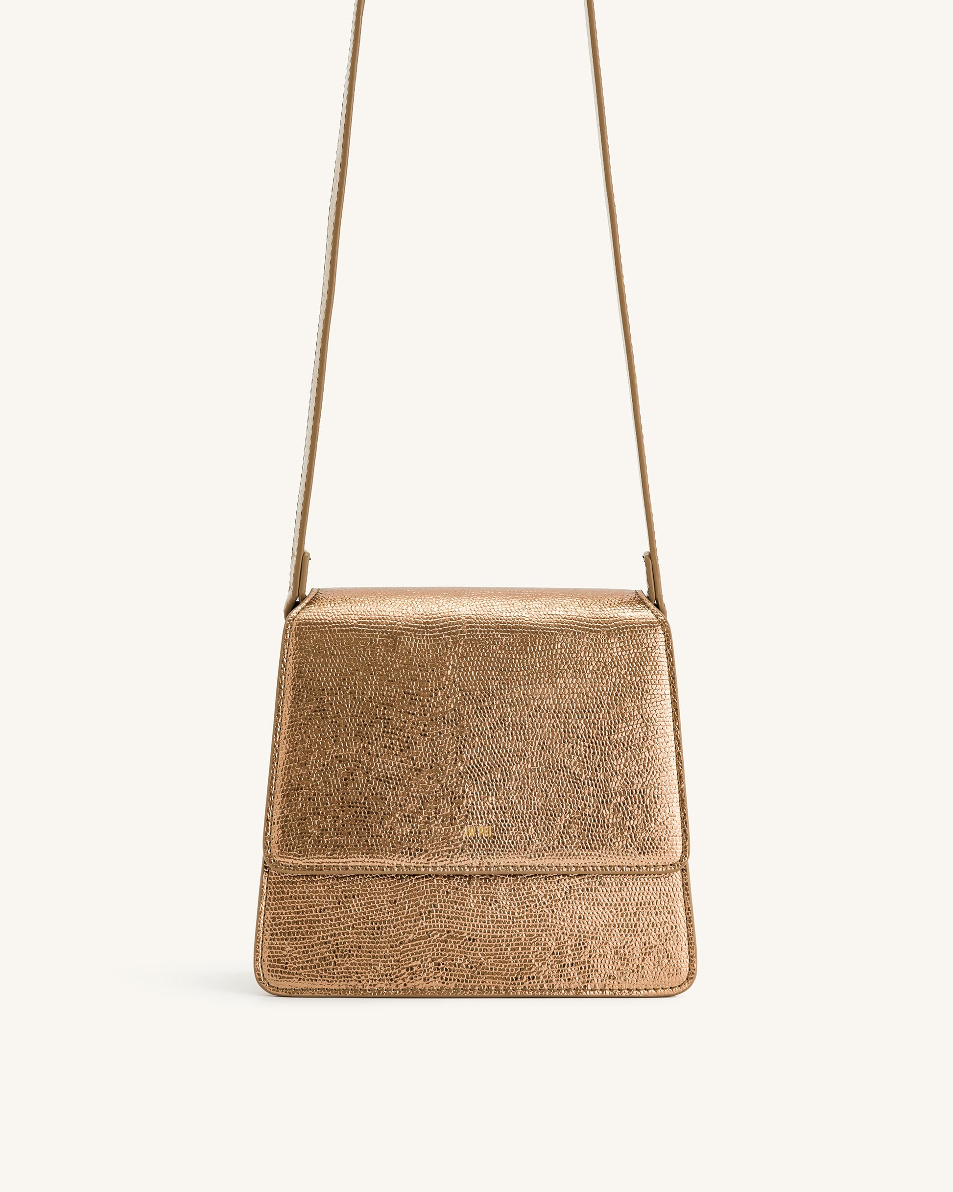 JW PEI Women's Mini Flap Metallic Crossbody - Ancient Gold Lizard: Handbags