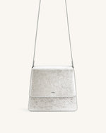 FAE Metallic Top Handle Crossbody - Silver Lizard