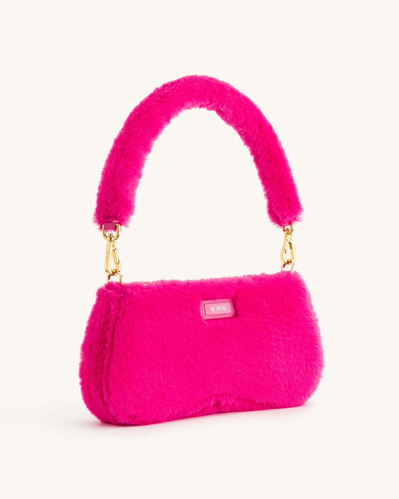 Eva Faux Fur Fabric Shoulder Bag - Hot Pink