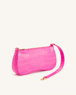 Eva Shoulder Handbag - Hot Pink Croc