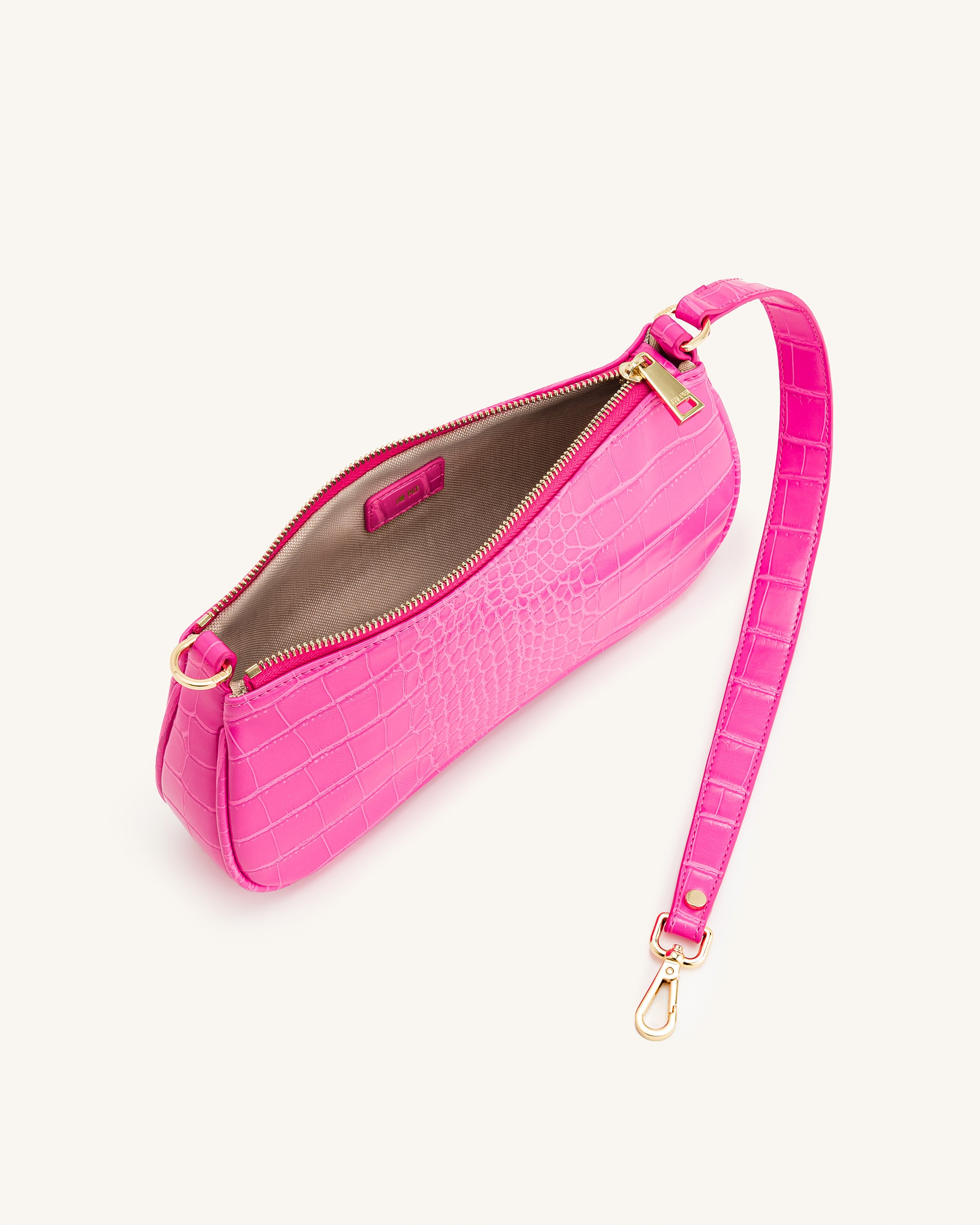 Pink croc sales shoulder bag