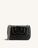 Tina Quilted Chain Crossbody - Black
