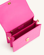 Mini Flap Crossbody - Hot Pink Croc