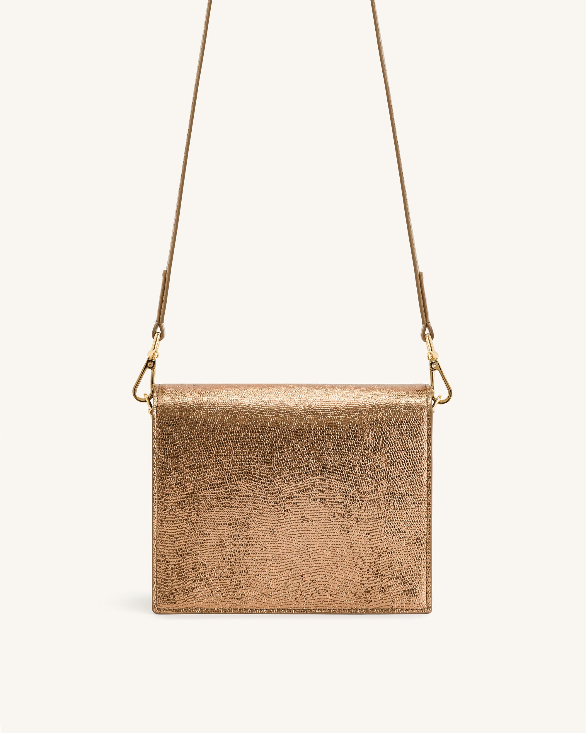 JW PEI Women's Mini Flap Metallic Crossbody - Ancient Gold Lizard: Handbags