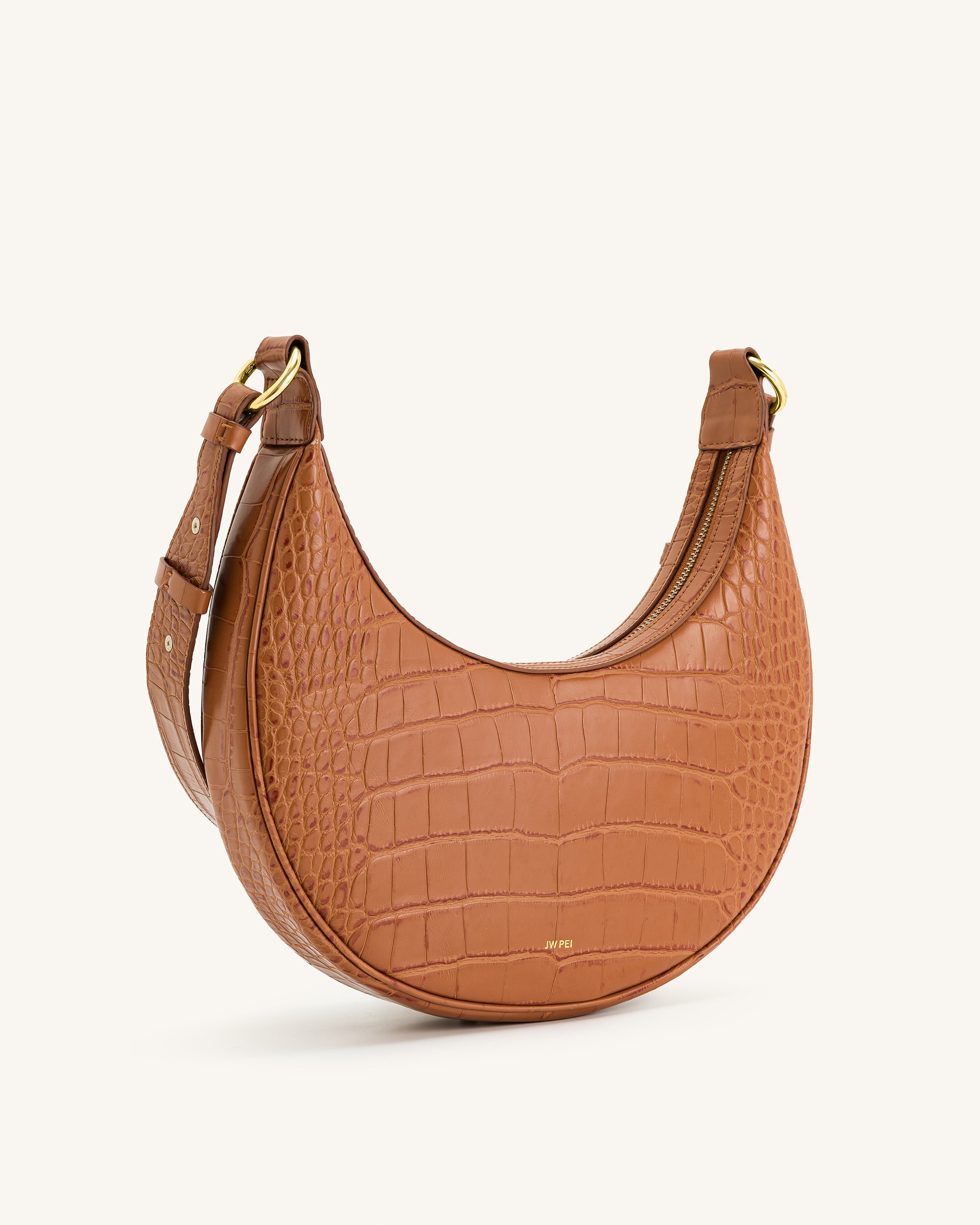 JW PEI Carly Saddle Bag - Acorn Brown Croc: Handbags