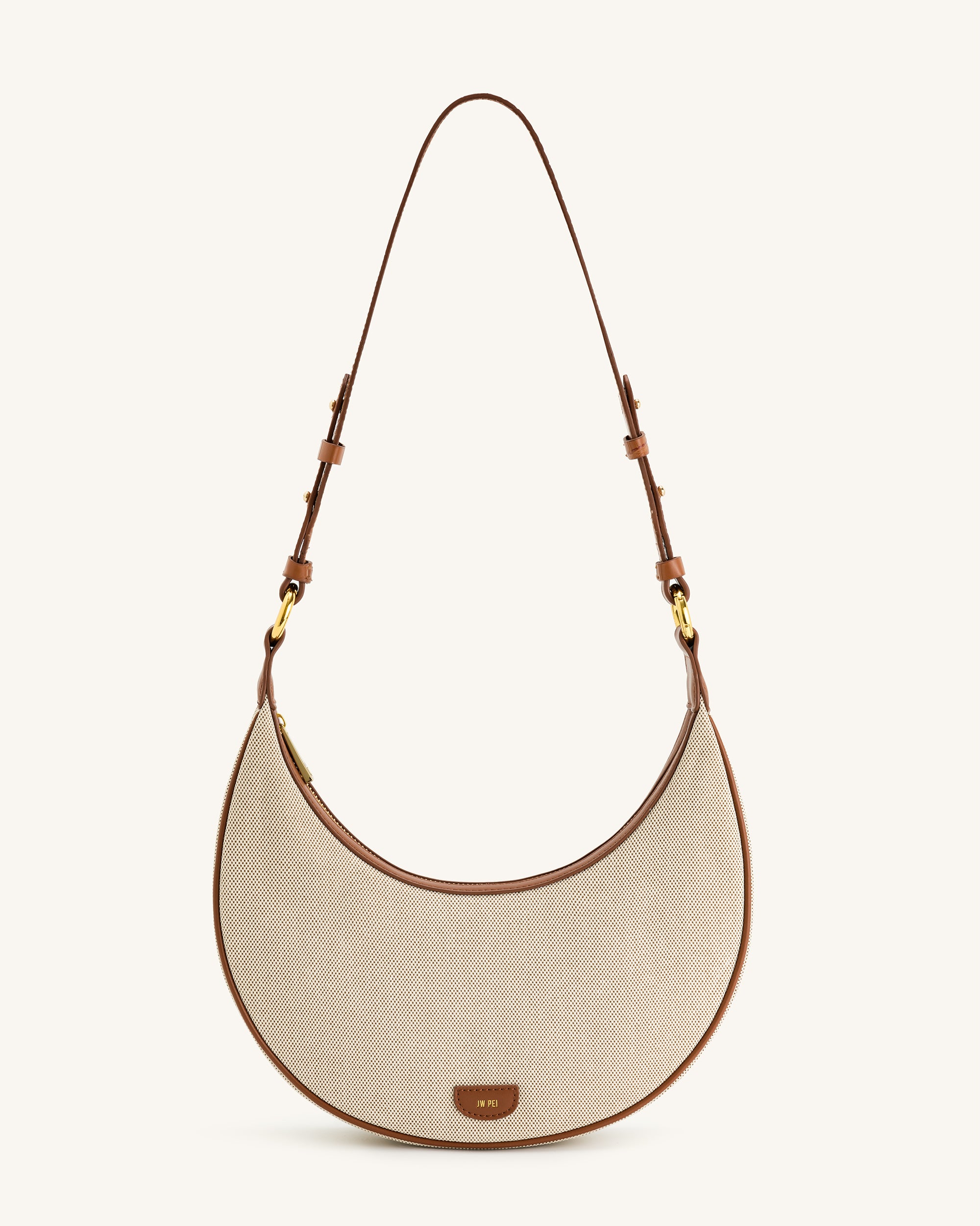 Carly Canvas Saddle Bag - Beige - JW PEI