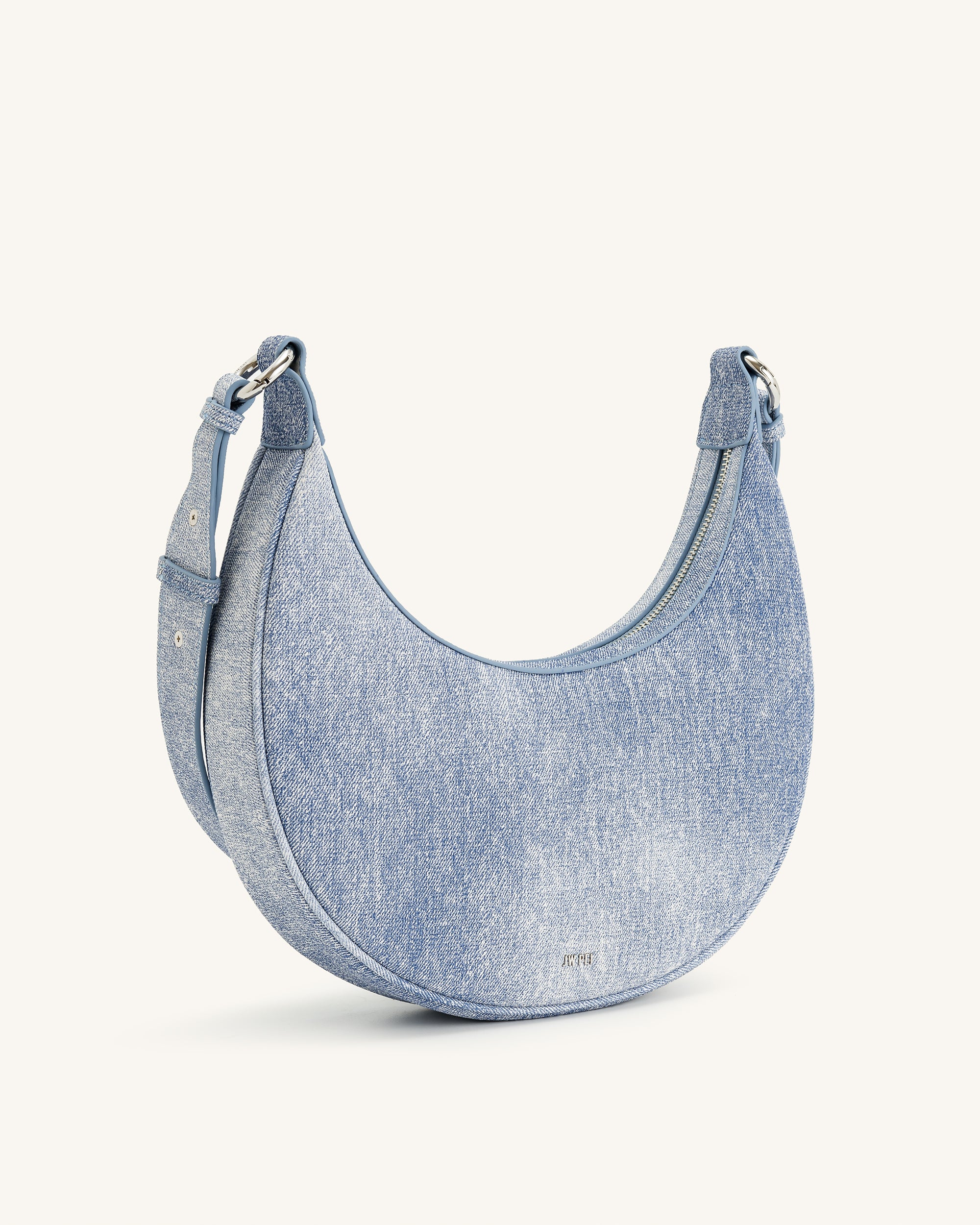 Tessa Denim Embossed Shoulder bag - Blue - JW PEI