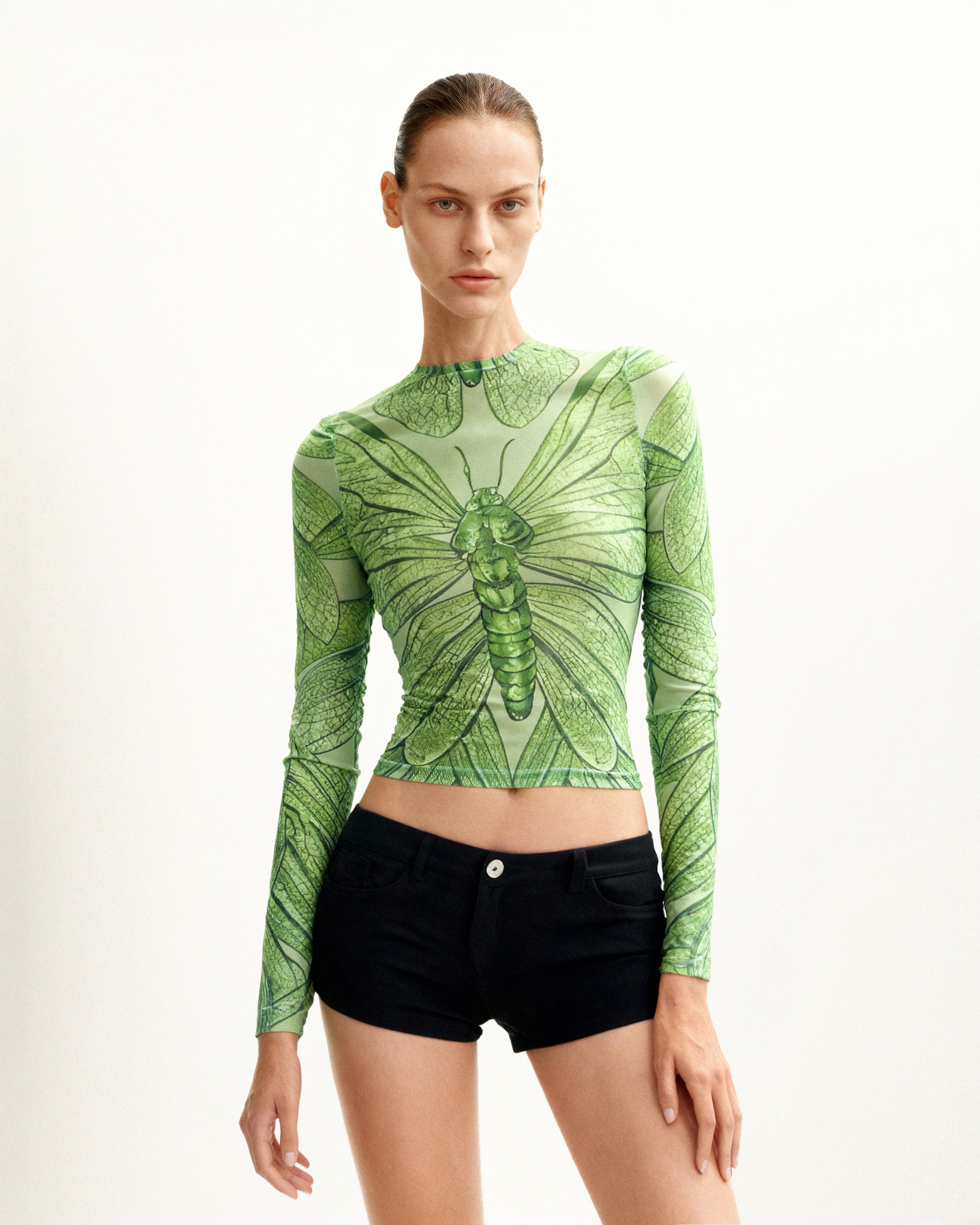 Dragonfly Vein Sheer Top - Green | JW PEI
