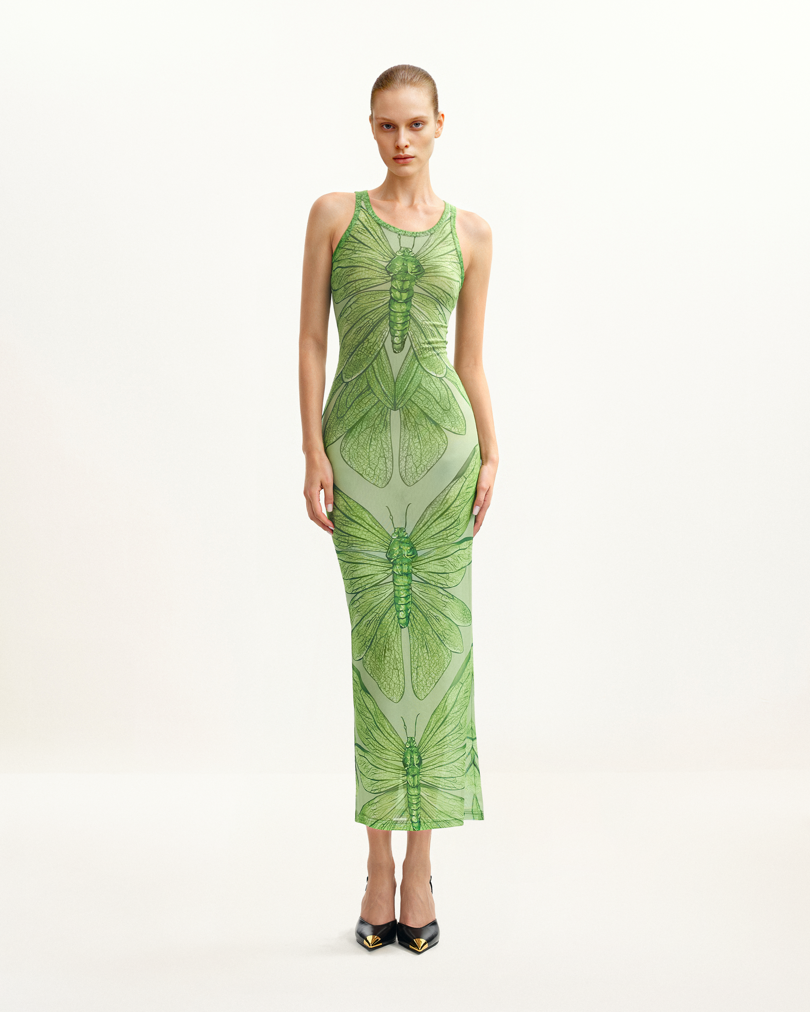 mesh dress green Bardot Lea Floral Mesh Dress in Green