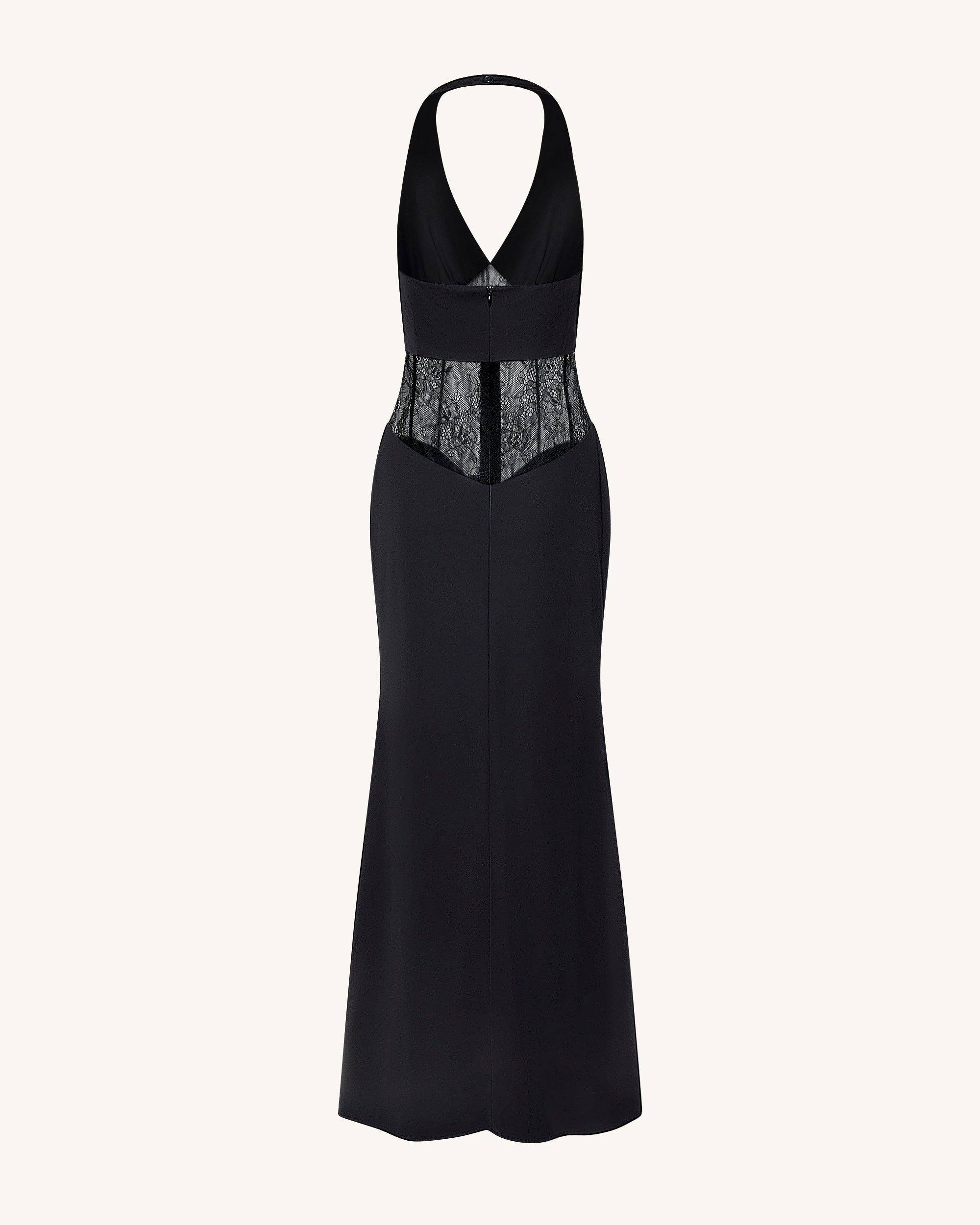 Ruched Lace Panel Maxi Dress - Black 8 | US Ruched Lace Panel Maxi Dress - Black 8 | US