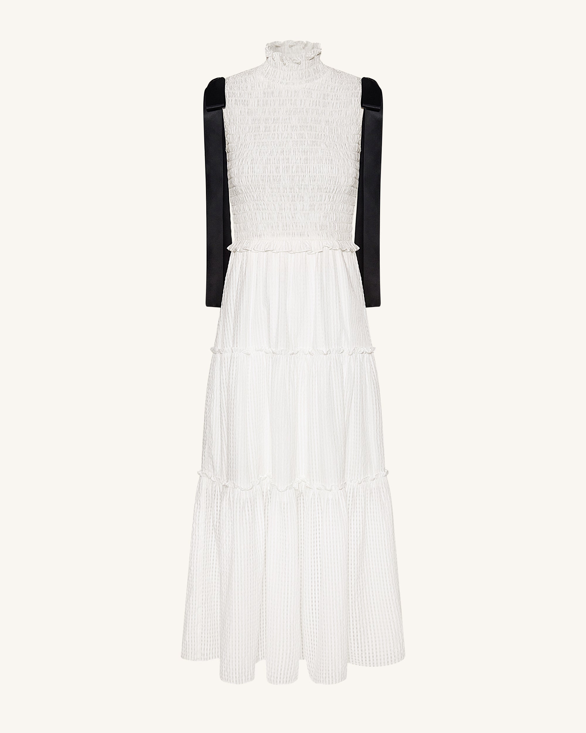 high neck midi dress white Reiss High Neck Draped Midi Dress in Ivory