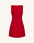 3D Floral-Appliqué Sheath Mini Dress - Red