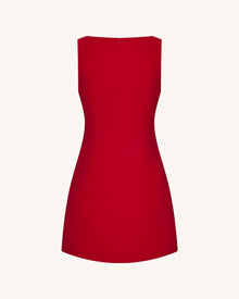 3D Floral-Appliqué Sheath Mini Dress - Red