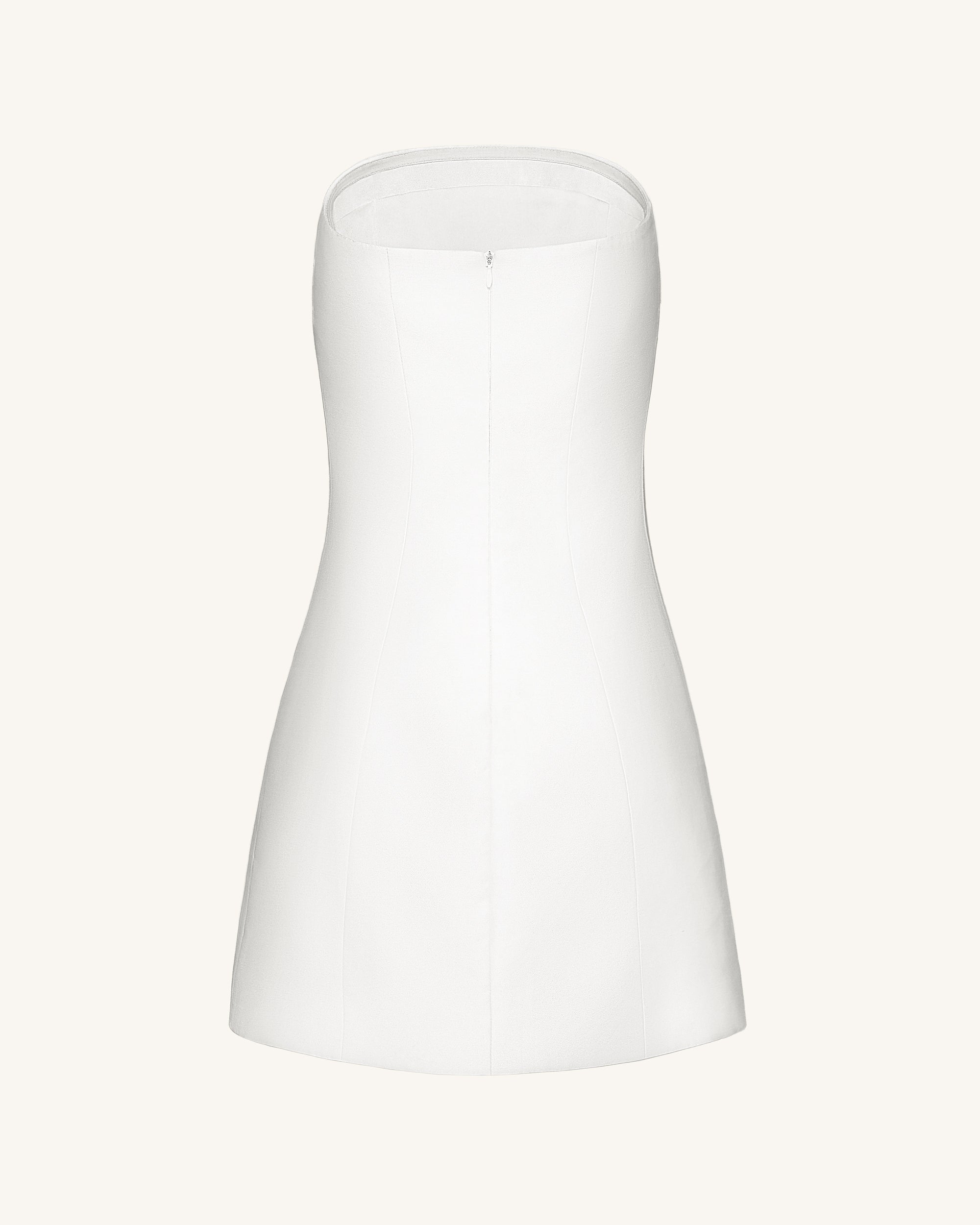 3D Vine Floral Strapless Mini Dress - White