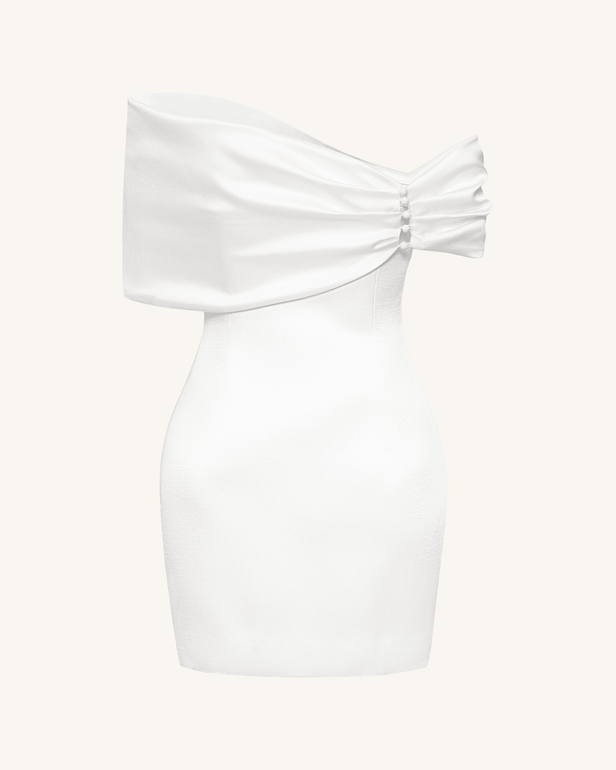 Satin Asymmetric Bow Mini Dress - White 8 | US Satin Asymmetric Bow Mini Dress - White 8 | US
