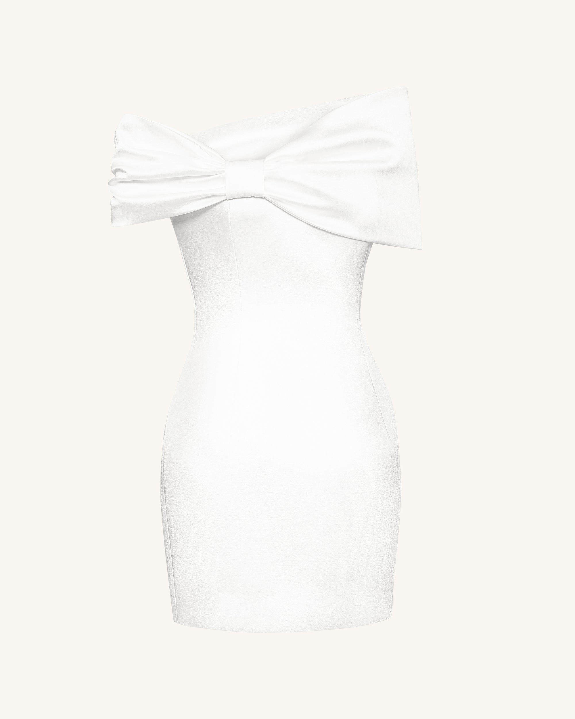Satin Asymmetric Bow Mini Dress - White 8 | US Satin Asymmetric Bow Mini Dress - White 8 | US