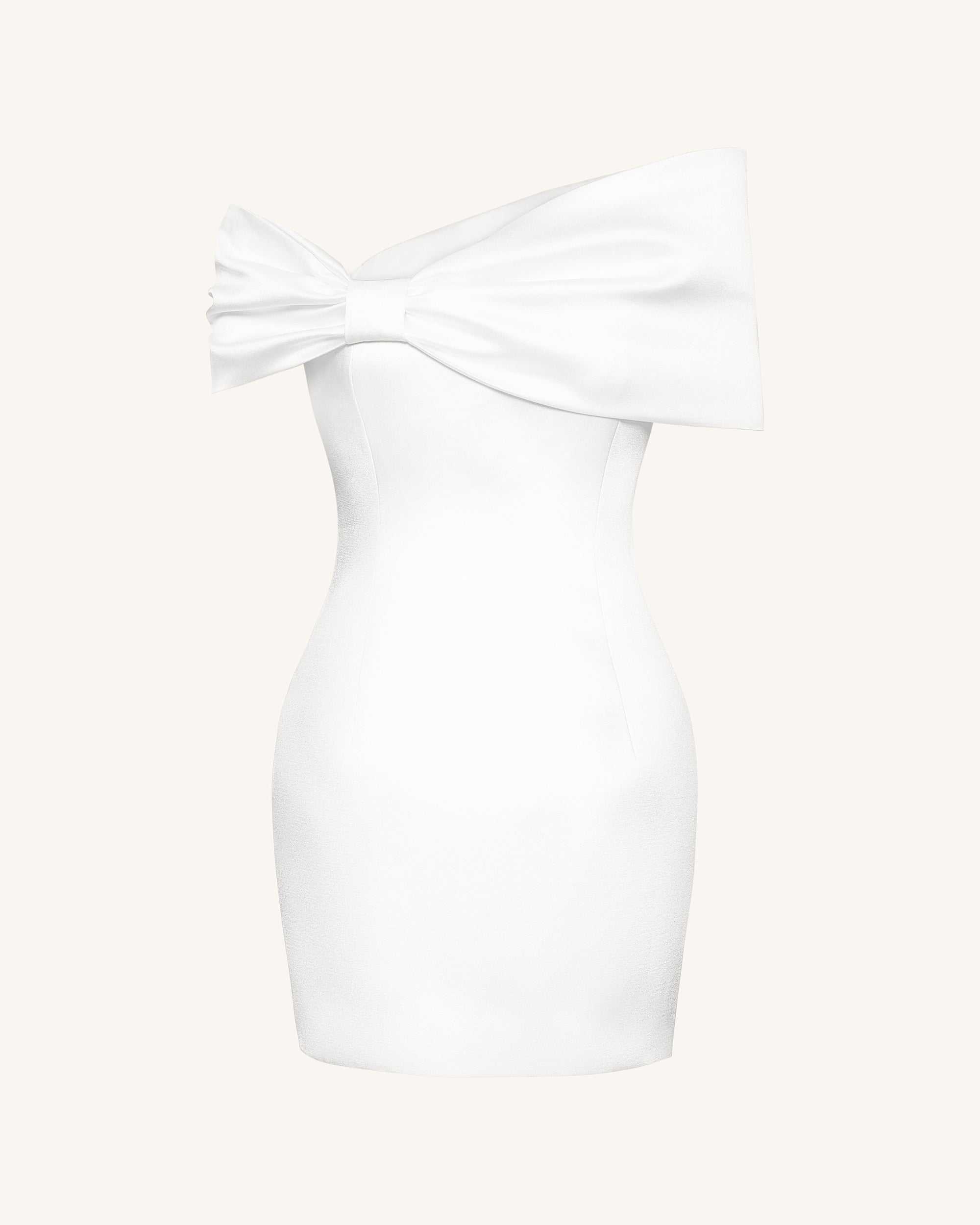 Satin Asymmetric Bow Mini Dress - White 8 | US Satin Asymmetric Bow Mini Dress - White 8 | US