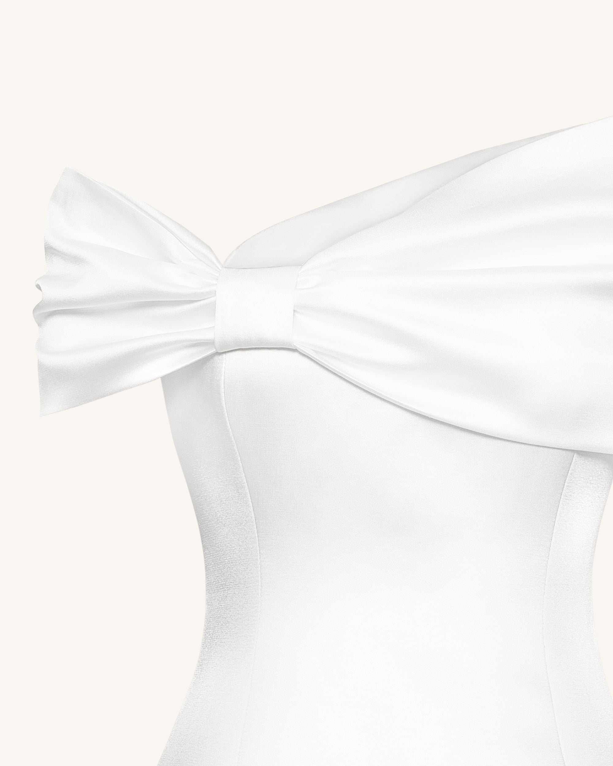 Satin Asymmetric Bow Mini Dress - White 8 | US Satin Asymmetric Bow Mini Dress - White 8 | US