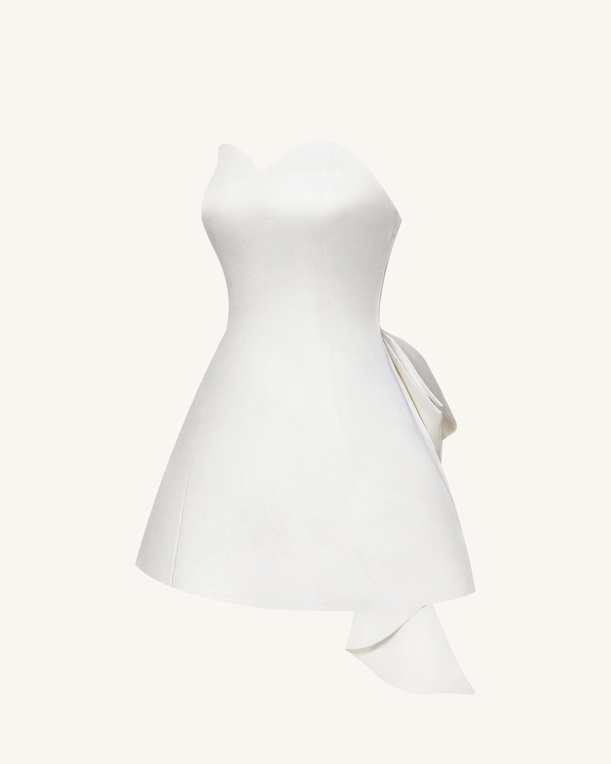 Satin Strapless Bow-Back Mini Dress - White 2 Satin Strapless Bow-Back Mini Dress - White 2
