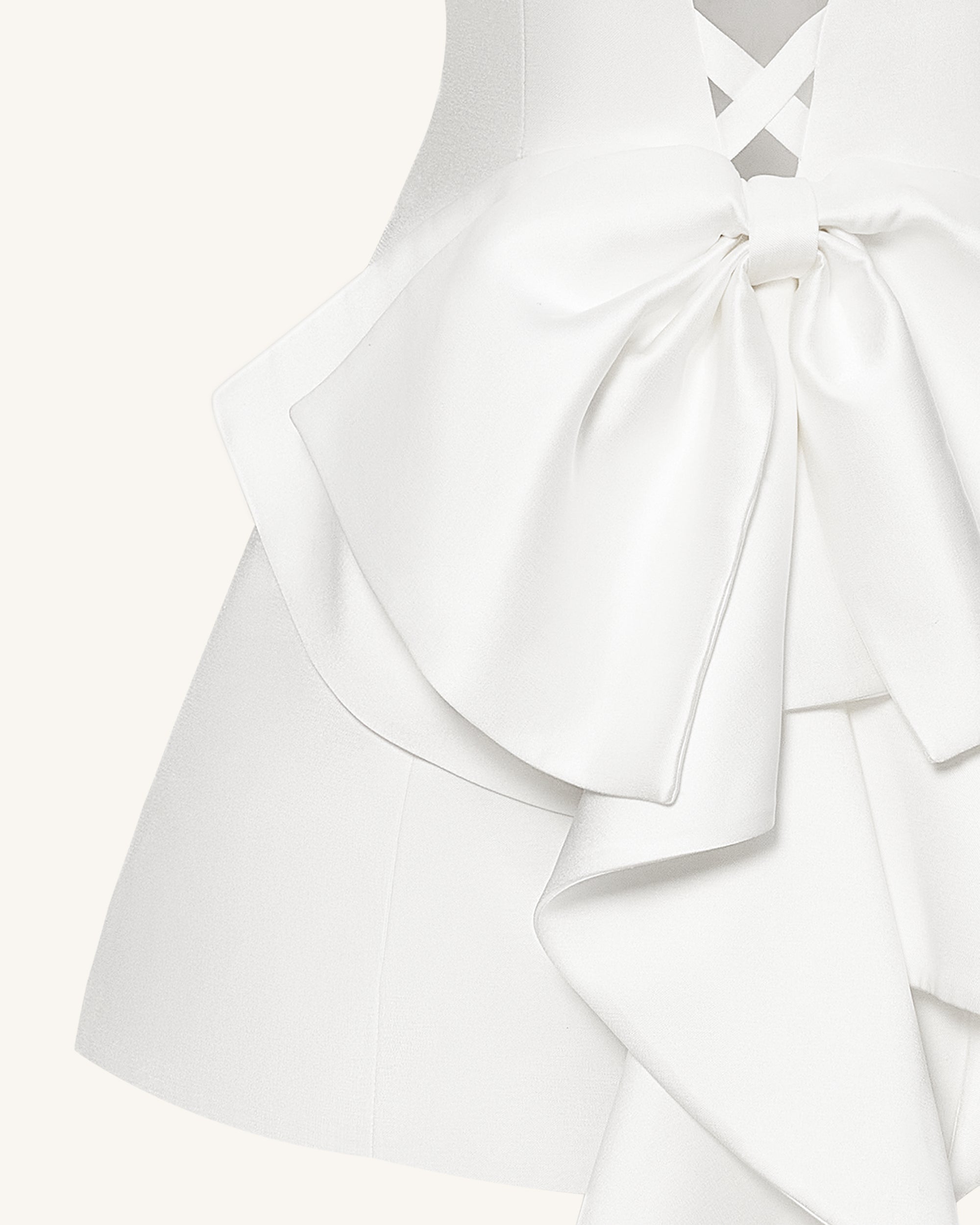 Satin Strapless Bow-Back Mini Dress - White | JW PEI Satin Strapless Bow-Back Mini Dress - White | JW PEI