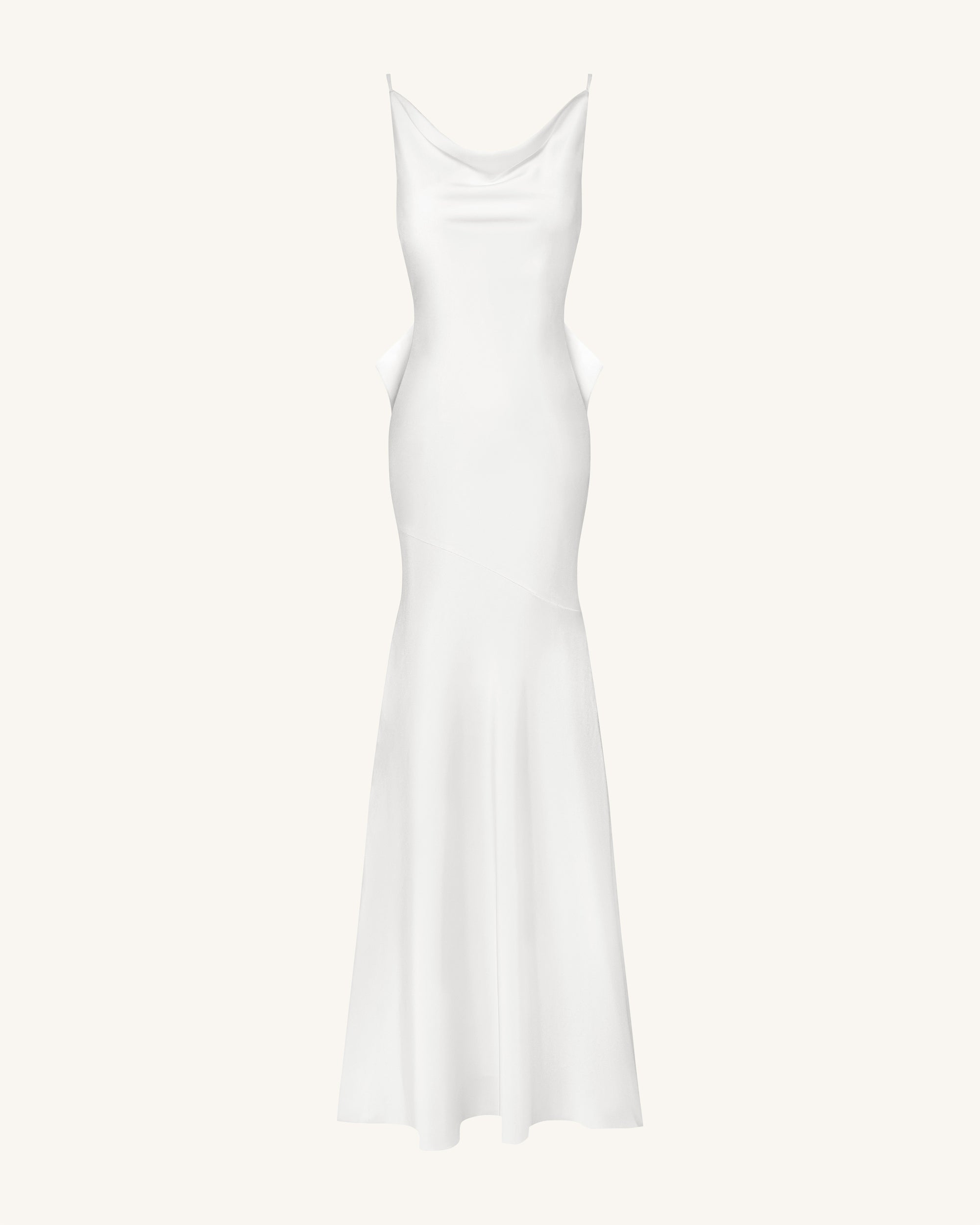 Satin Cowl-Neck Bow-Back Maxi Dress - White | JW PEI Satin Cowl-Neck Bow-Back Maxi Dress - White | JW PEI