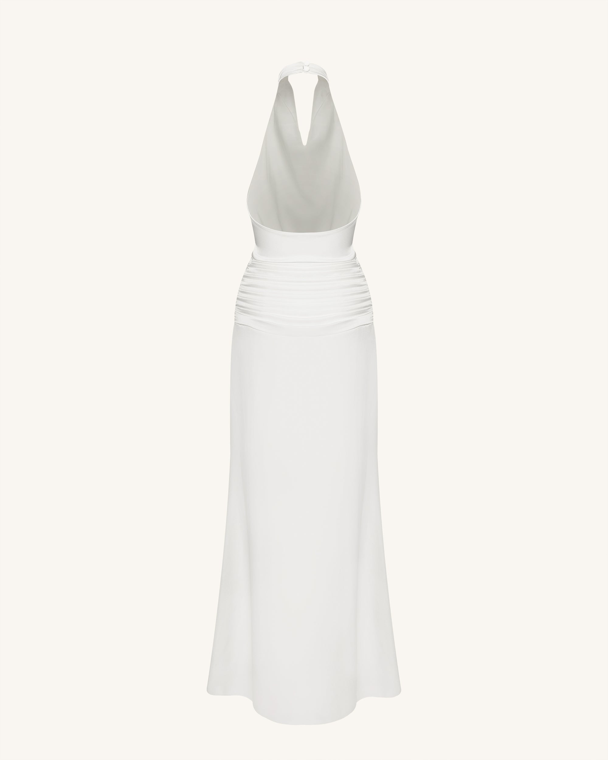 Satin Cowl Neck Ruched Maxi Gown - White 2 | US Satin Cowl Neck Ruched Maxi Gown - White 2 | US