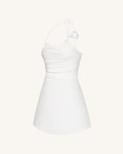 Floral Ruched Halter Mini Dress - White