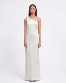 Fringe One Shoulder Maxi Dress - White