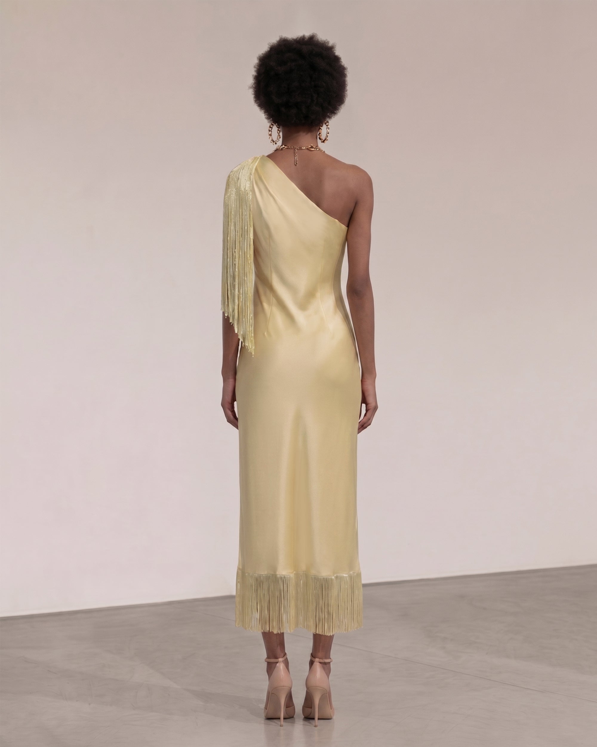 open lace back dress Solana One Shoulder Fringe Dress - White | Resortwear Collection main image 0