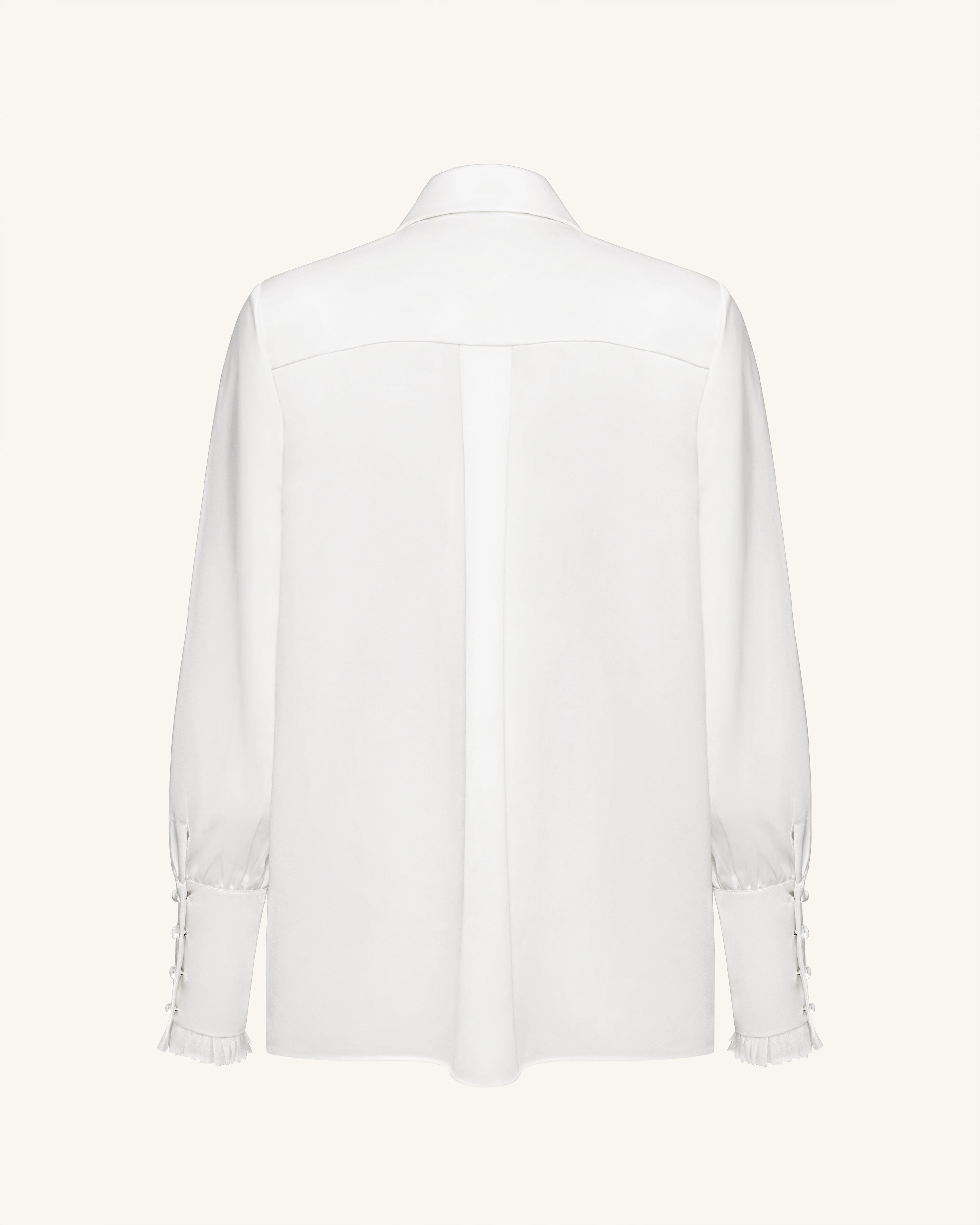 Ribbon Tie Balloon Sleeve Blouse - White | JW PEI