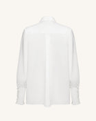 Ribbon Tie Balloon Sleeve Blouse - White