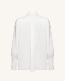 Ribbon Tie Balloon Sleeve Blouse - White