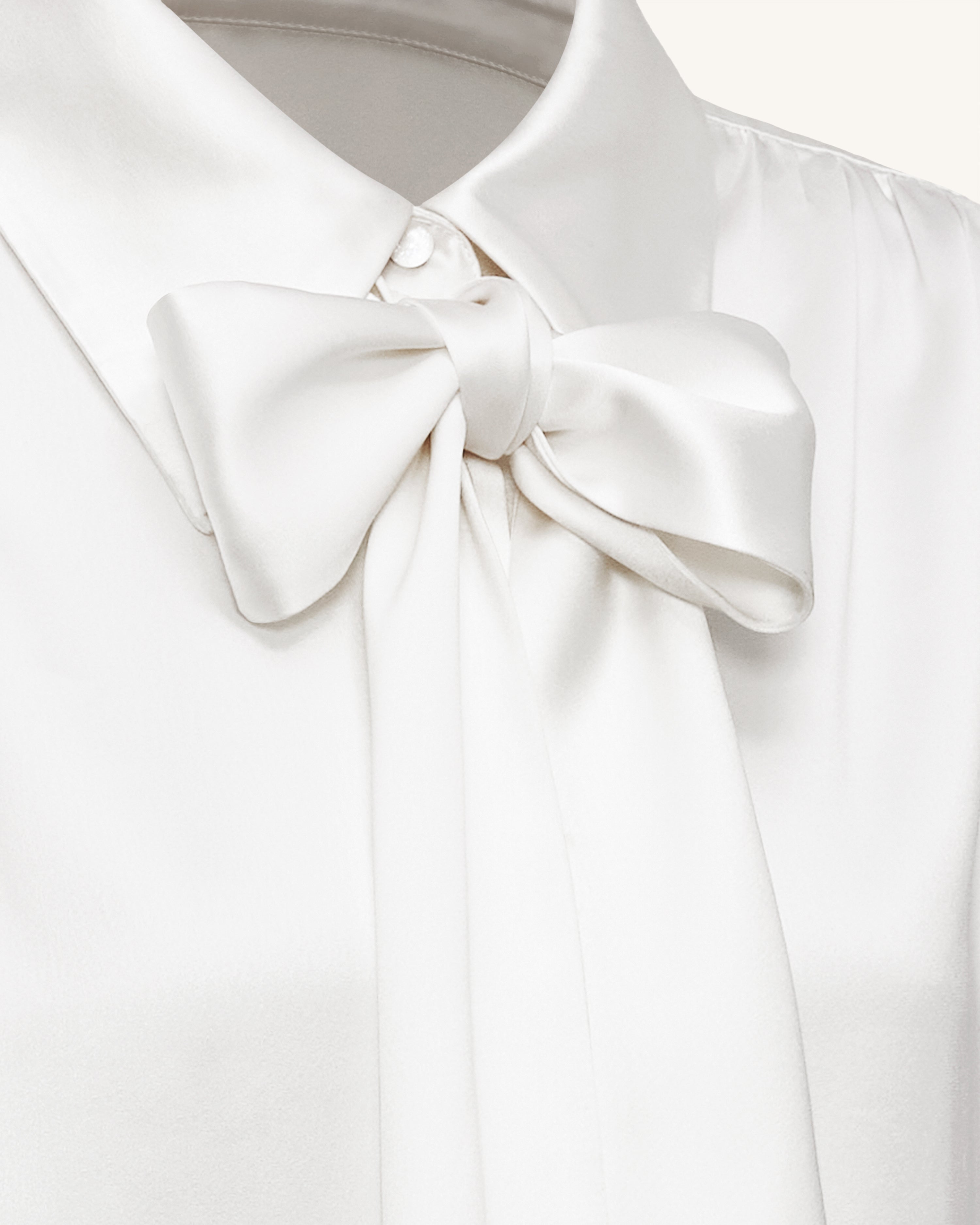 Ribbon Tie Balloon Sleeve Blouse - White | JW PEI