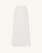 Drawstring Chiffon Maxi Skirt - White