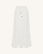 Drawstring Chiffon Maxi Skirt - White