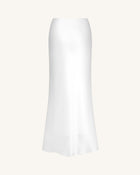 Liquid Satin Mermaid Maxi Skirt - White