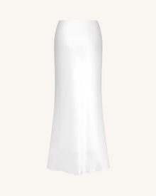 Liquid Satin Mermaid Maxi Skirt - White